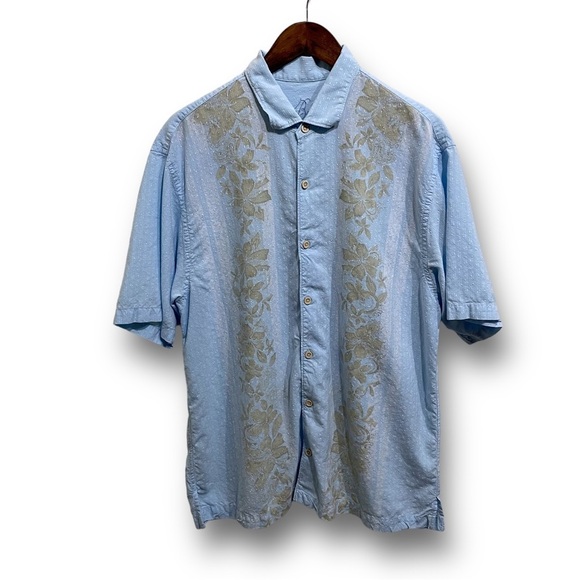 Tommy Bahama Men's Tencel Floral Pattern Button Up Shirt Blue Size XL 23x30 - Picture 1 of 4
